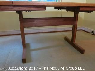 Butcher block drop leaf dining table (with ends down 36 x 36 x 28 1/2T; each wing 18")