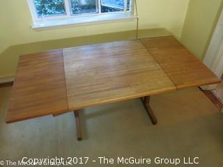 Butcher block drop leaf dining table (with ends down 36 x 36 x 28 1/2T; each wing 18")