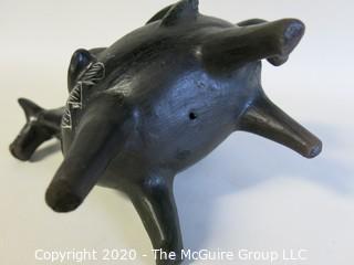 Small Hand Made Black Clay Pottery Donkey Figurine.  In the style of Barro Negro Pottery of Oaxaca, Mexico. Approximately 7" x 7"