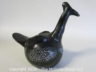 Hand Made Black Clay Pottery Bird Figure. In the style of Barro Negro Pottery of Oaxaca, Mexico. Measures approximately 4" x 4"