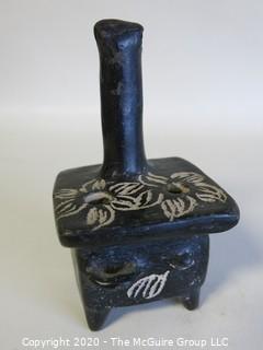 Hand Made Black Clay Pottery Stove Figure. In the style of Barro Negro Pottery of Oaxaca, Mexico. Measures approximately 4 1/2" tall