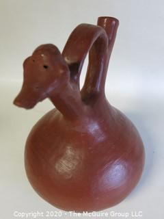 Hand Made Red Clay Pottery Goose Shaped Pitcher. Made in Peru. Measures approximately 10" X 8"