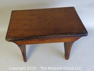 Primitive Hand Made Wooden Stool. Measures approximately 16" X 12"