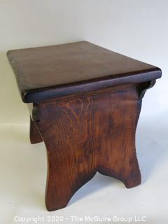 Primitive Hand Made Wooden Stool. Measures approximately 16" X 12"