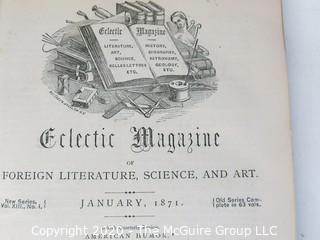 6 Volume Set with Leather Spine  - Eclectic Magazine Published 1872