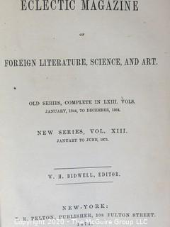 6 Volume Set with Leather Spine  - Eclectic Magazine Published 1872