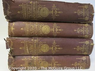 Four Volume Set - Chamber's Encyclopedia - Published 1884.  As is, some damage to cover and spine. 