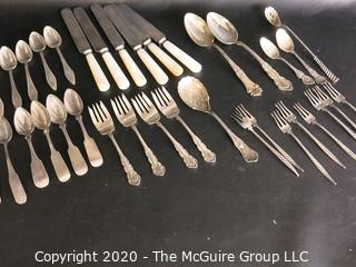 Set of Silver Plate Flatware with Mother of Pearl Handle Knives