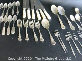 Set of Silver Plate Flatware with Mother of Pearl Handle Knives