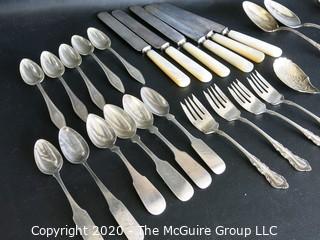 Set of Silver Plate Flatware with Mother of Pearl Handle Knives