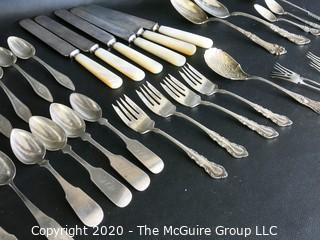 Set of Silver Plate Flatware with Mother of Pearl Handle Knives