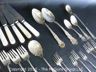 Set of Silver Plate Flatware with Mother of Pearl Handle Knives