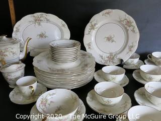 Set of Floral Decorated Theodore Haviland Porcelain in Rosalinde Pattern.  Includes Serving Pieces and Coffee Set.