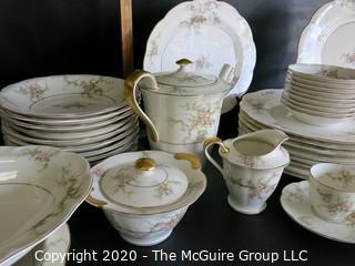 Set of Floral Decorated Theodore Haviland Porcelain in Rosalinde Pattern.  Includes Serving Pieces and Coffee Set.