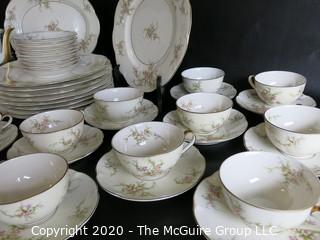 Set of Floral Decorated Theodore Haviland Porcelain in Rosalinde Pattern.  Includes Serving Pieces and Coffee Set.