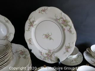 Set of Floral Decorated Theodore Haviland Porcelain in Rosalinde Pattern.  Includes Serving Pieces and Coffee Set.