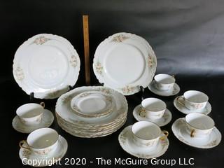 Set of Hand Painted Hutschenreuther Selb LHR Bavarian China.  Includes dinner plates and Cups and saucers. Signed by Artist.