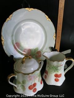 Three Pieces of Hutschenreuther Selb LHR Bavarian China. Includes Plate, Creamer and Sugar.