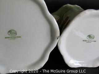 Three Pieces of Hutschenreuther Selb LHR Bavarian China. Includes Plate, Creamer and Sugar.