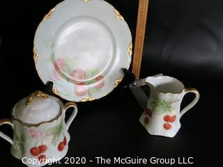 Three Pieces of Hutschenreuther Selb LHR Bavarian China. Includes Plate, Creamer and Sugar.