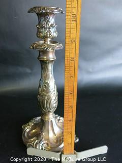 Ornate Silver Plate Three Light Candelabra 