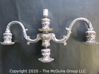 Ornate Silver Plate Three Light Candelabra 