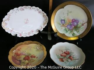 Four Haviland Limoges Hand Painted Porcelain Plates