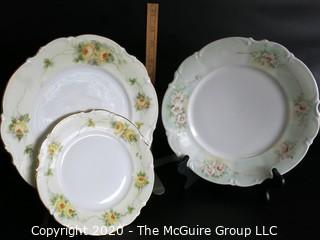 Set of 3 Hand Painted Hutschenreuther Selb LHR Bavarian China Plates.  2 in Silvia Pattern. 