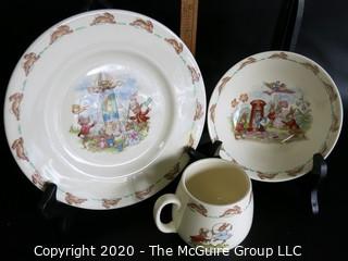 Three Pieces of Royal Doulton "Bunnykins" Children's China.  