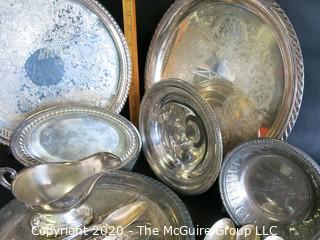 Large Group of Silver Plate Serving Pieces