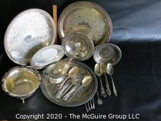 Large Group of Silver Plate Serving Pieces