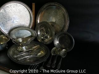 Large Group of Silver Plate Serving Pieces