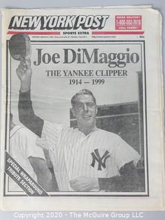 Commemorative Edition of The New York Post, Joe Dimaggio