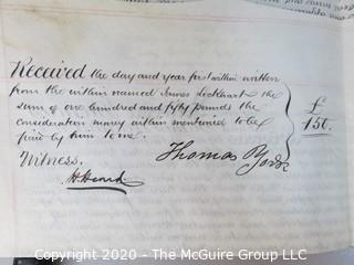 Authentic English Indenture Papers from 1881.  Signed with seals and on Vellum. 