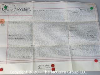 Authentic English Indenture Papers from 1881.  Signed with seals and on Vellum. 