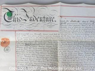 Authentic English Indenture Papers from 1881.  Signed with seals and on Vellum. 