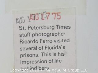 Large Format Black & White Photo Series of 6 Pictures.  Florida Prisons by Ricardo Ferro, 1975. For St. Petersburg Times Newspaper.