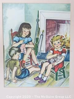 Color Print, Children in Front of Fireplace, 1946