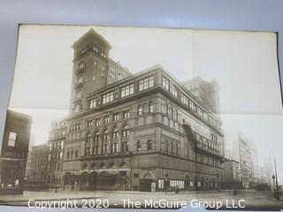 Large Black & White Photo Reprint on Paper.  Carnegie Lyceum, New York City.  By Brown Brothers. Approximately 21" x 33" with tear in edge and folded.