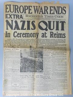 Rochester Times News Paper, Europe War Ends, End of WWII,1945