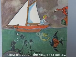 Group of Color Book Pages from Children's Literature.  Includes Wind in the Willows, Alice and Wonderland and Walt Disney