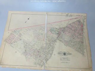 Antique Map of CHEVY CHASE, Plan 33 from Baist's Real Estate Atlas of the District of Columbia, Surveys of Washington. Separated from book and printed on linen.  Measures approximately 21 1/2" x 34". Some Foxing to edges.