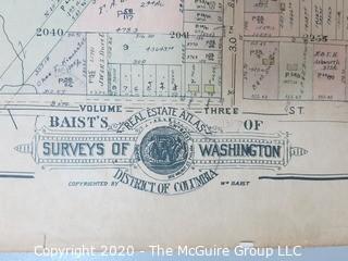 Antique Map of TENNALYTOWN, Plan 32 from Baist's Real Estate Atlas of the District of Columbia, Surveys of Washington. Separated from book and printed on linen.  Measures approximately 21 1/2" x 34". Some Foxing to edges.