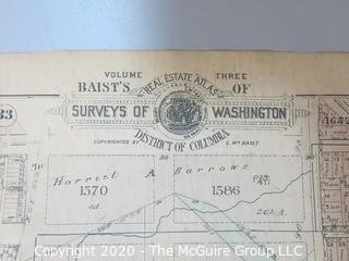 Antique Map of THE DISTRICT OF COLUMBIA and MASS AVE, Plan 31 from Baist's Real Estate Atlas of the District of Columbia, Surveys of Washington. Measures approximately 34" long. Some Foxing to edges.