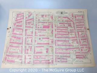 Antique Map, Plan 13 from Baist's Real Estate Atlas of the District Separated from book and printed on linen.  Measures approximately 21 1/2" x 34". Some Foxing to edges.of Columbia, Surveys of Washington. Measures approximately 34" long. Some Foxing to edges.