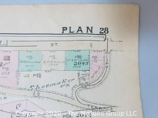 Antique Map, Plan 28 from Baist's Real Estate Atlas of the District of Columbia, Surveys of Washington. Separated from book and printed on linen.  Measures approximately 21 1/2" x 34". Some Foxing to edges.