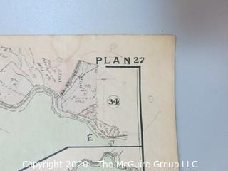 Antique Map, Plan 27 from Baist's Real Estate Atlas of the District of Columbia, Surveys of Washington. Separated from book and printed on linen.  Measures approximately 21 1/2" x 34". Some Foxing to edges.