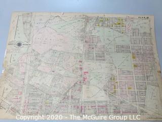 Antique Map, Plan 20 from Baist's Real Estate Atlas of the District of Columbia, Surveys of Washington. Separated from book and printed on linen.  Measures approximately 21 1/2" x 34". Some Foxing to edges.