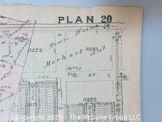 Antique Map, Plan 20 from Baist's Real Estate Atlas of the District of Columbia, Surveys of Washington. Separated from book and printed on linen.  Measures approximately 21 1/2" x 34". Some Foxing to edges.