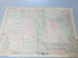 Antique Map, Plan 24 from Baist's Real Estate Atlas of the District of Columbia, Surveys of Washington. Separated from book and printed on linen.  Measures approximately 21 1/2" x 34". Some Foxing to edges.